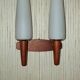 Pair of Scandinavian teak wall lamps with 2 burners 1960