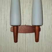 Pair of Scandinavian teak wall lamps with 2 burners 1960
