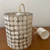 Pendant lampshade with mother-of-pearl buttons