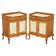 Pair of vintage walnut side cabinets with openwork brass and silk.