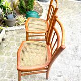 Pretty pair of 1950s bistro chairs with cane seats