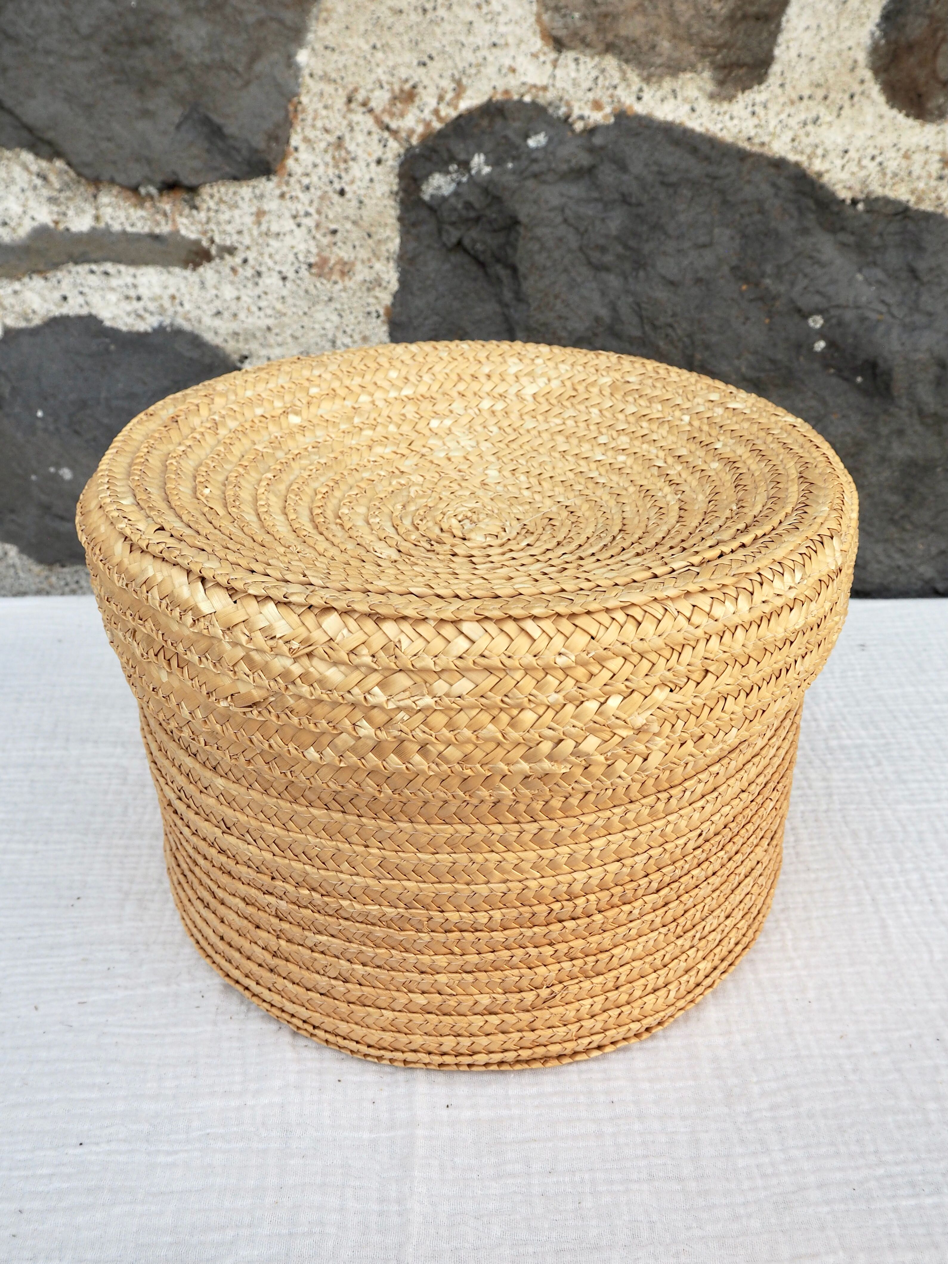 Straw covered basket