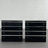 Pair of black and chrome 4-drawer chests of drawers