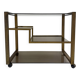 Chariot de bar en laiton des années 50 avec verre fumé, années 70