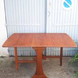 Vintage dining table console desk in teak and exotic wood from the 70s