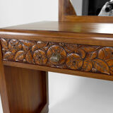 Art deco dressing table in sculpted walnut, france, circa 1930