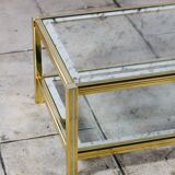 Glass and gold metal coffee table, 1970