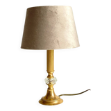 Vintage lamp in gold metal and crystal