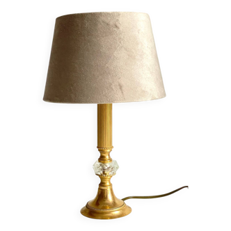Vintage lamp in gold metal and crystal