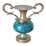Petite amphore en onyx bleu/vert et laiton - Vintage "1970"