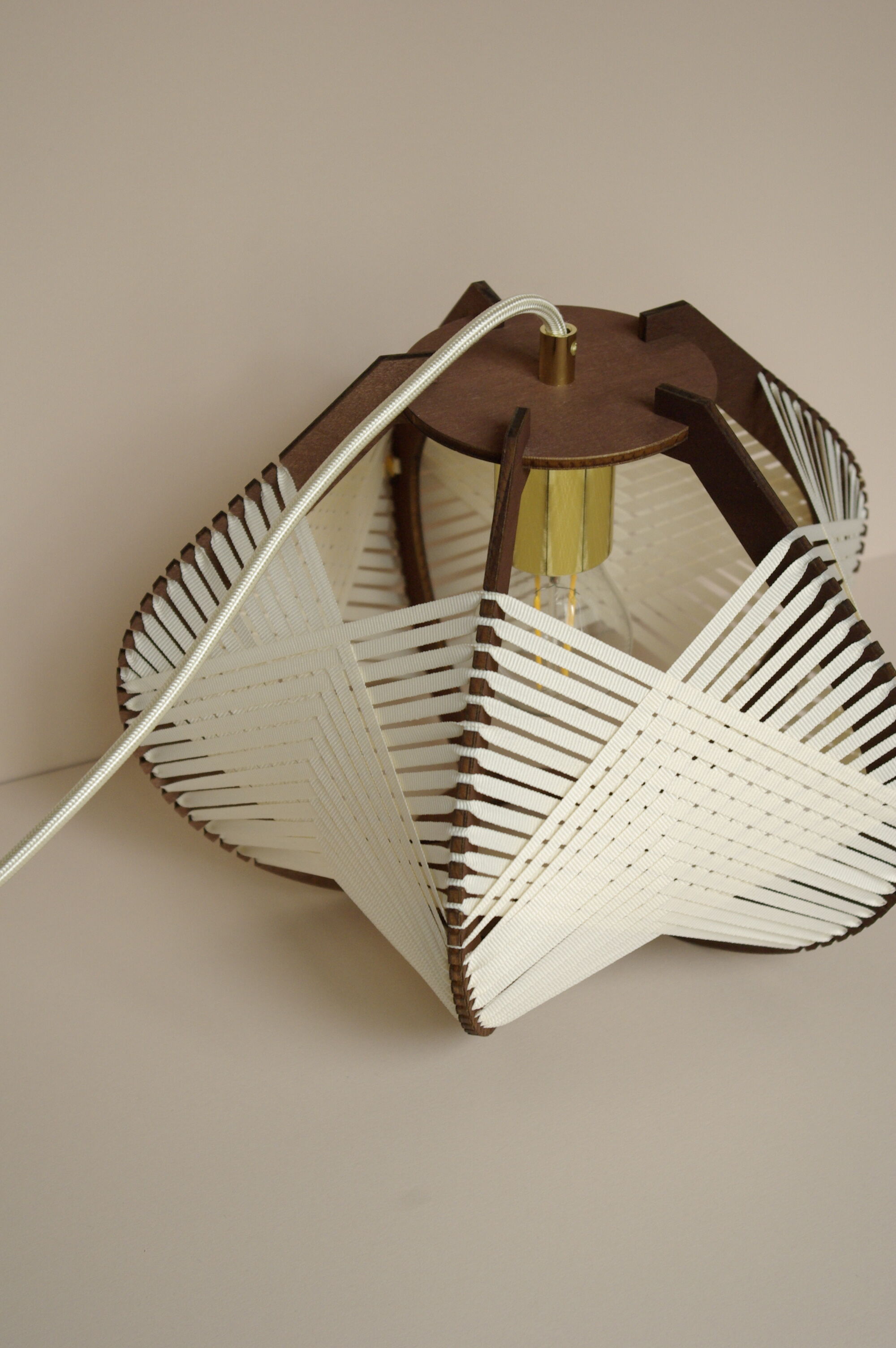 White woven lamp to install