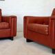 Vintage danish mid century cognac leather lounge chairs 1970,s
