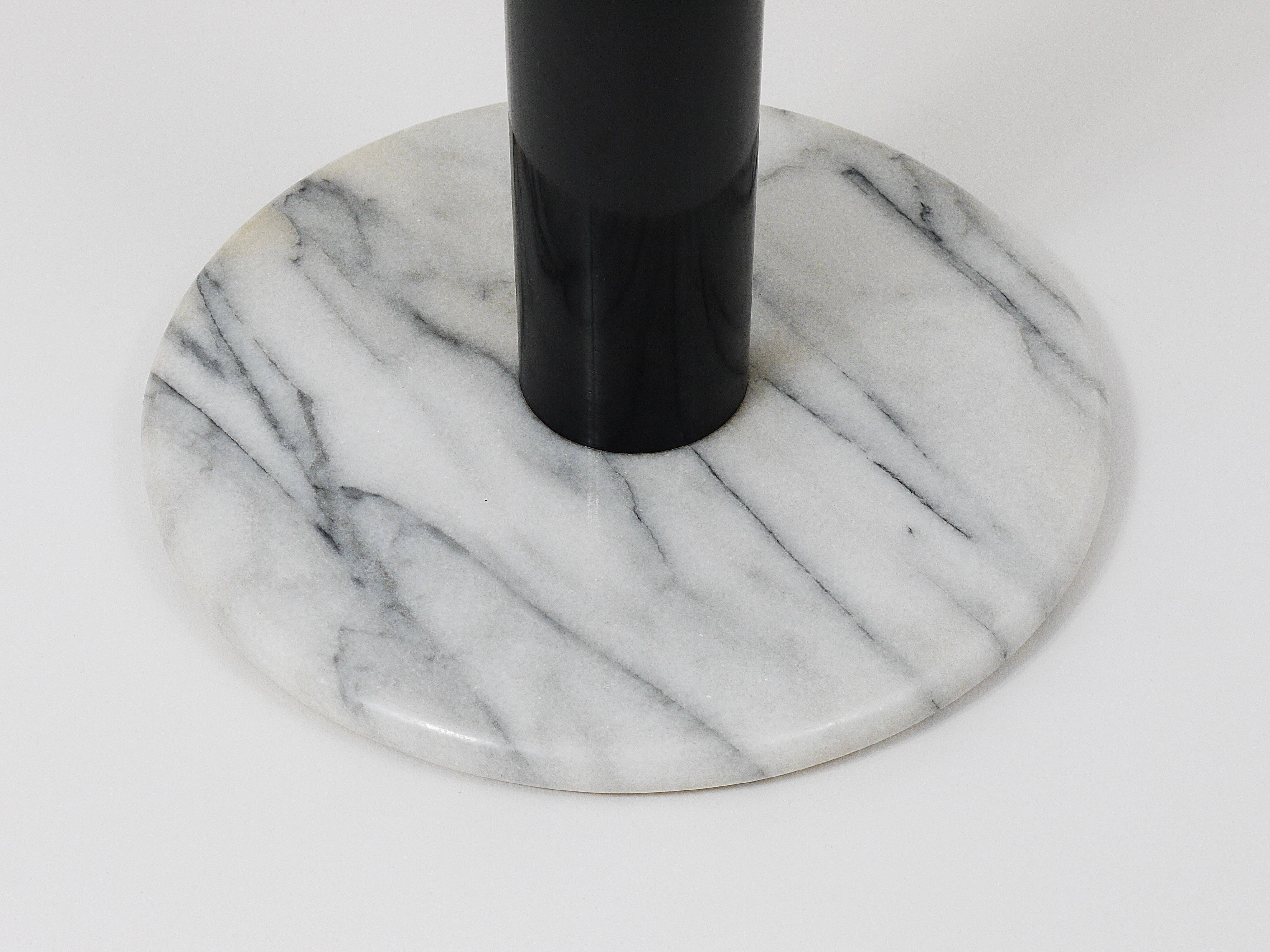 Postmodern pedestal table / plant stand in white Carrara marble, Italy, 1980s