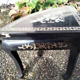 Table basse décor asiatique incrustation de nacres ancienne vintage