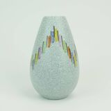 Steuler mid century modern ceramic vase 1950s drip glaze colorful pattern
