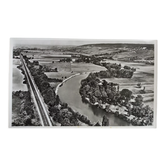 Photographie aérienne LaPie 1958 La Marne en aval d'Epernay Damery