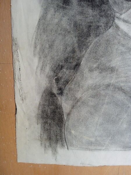 Drawing charcoal study nude femini statue 64x48cm