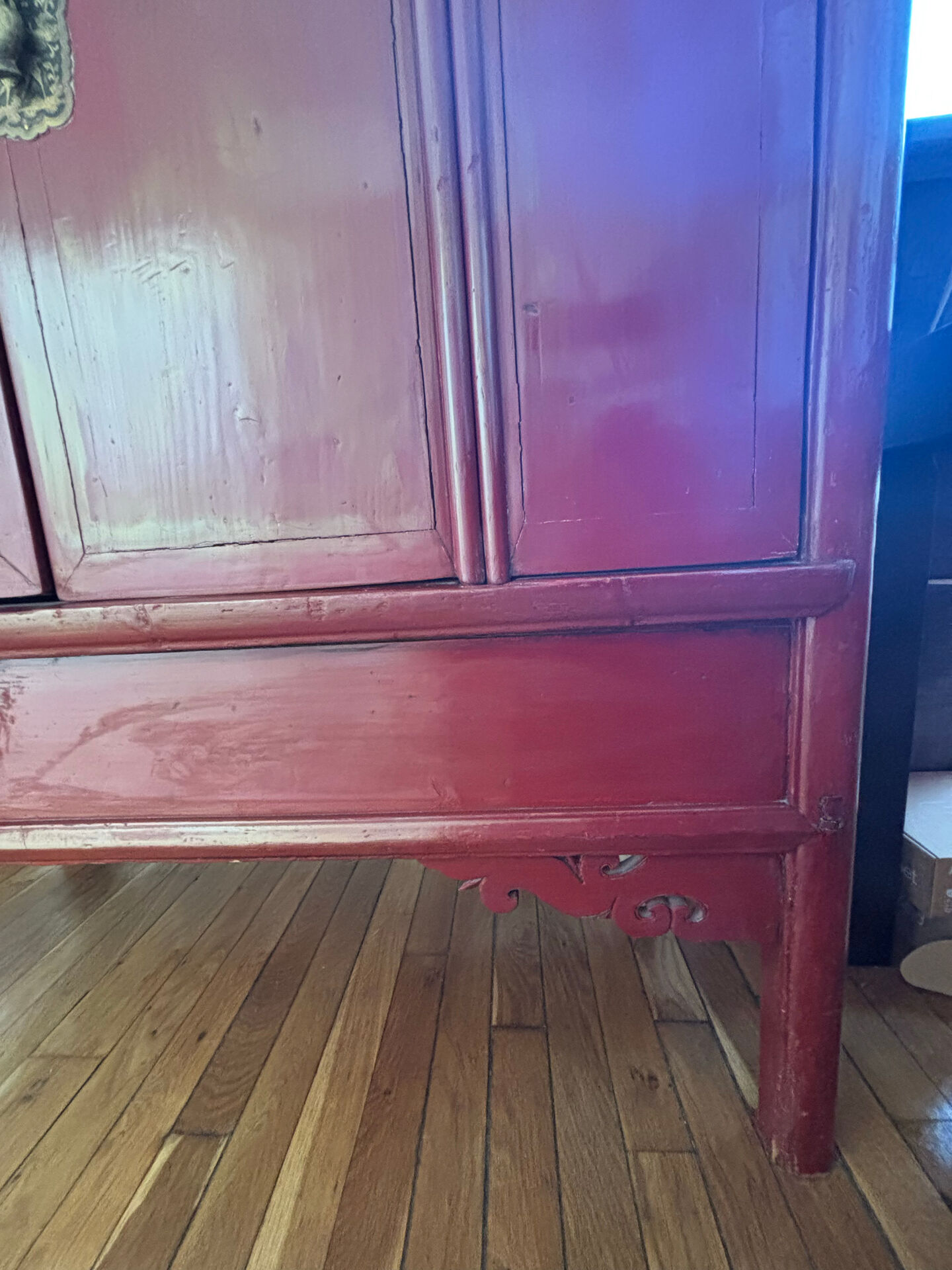19th-century lacquered Chinese wedding armoire
