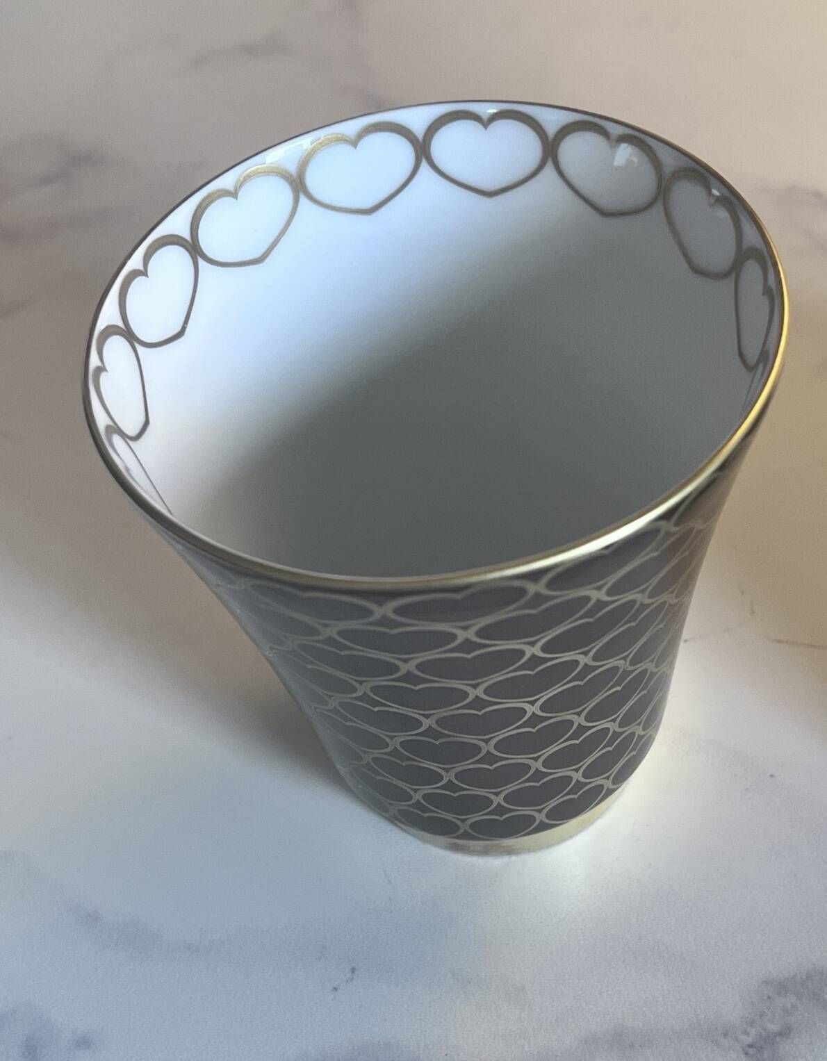 HAVILAND Limoges porcelain Gold & White Vase pot ONZE DE COEUR hand-decorated