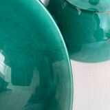 4 antique vintage green ceramic bowls