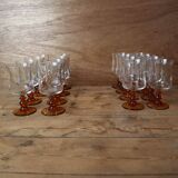 8 Luminarc "Antique" amber-stemmed white wine glasses
