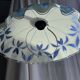 Vintage suspension in white and blue glass with wavy edge D46 H53