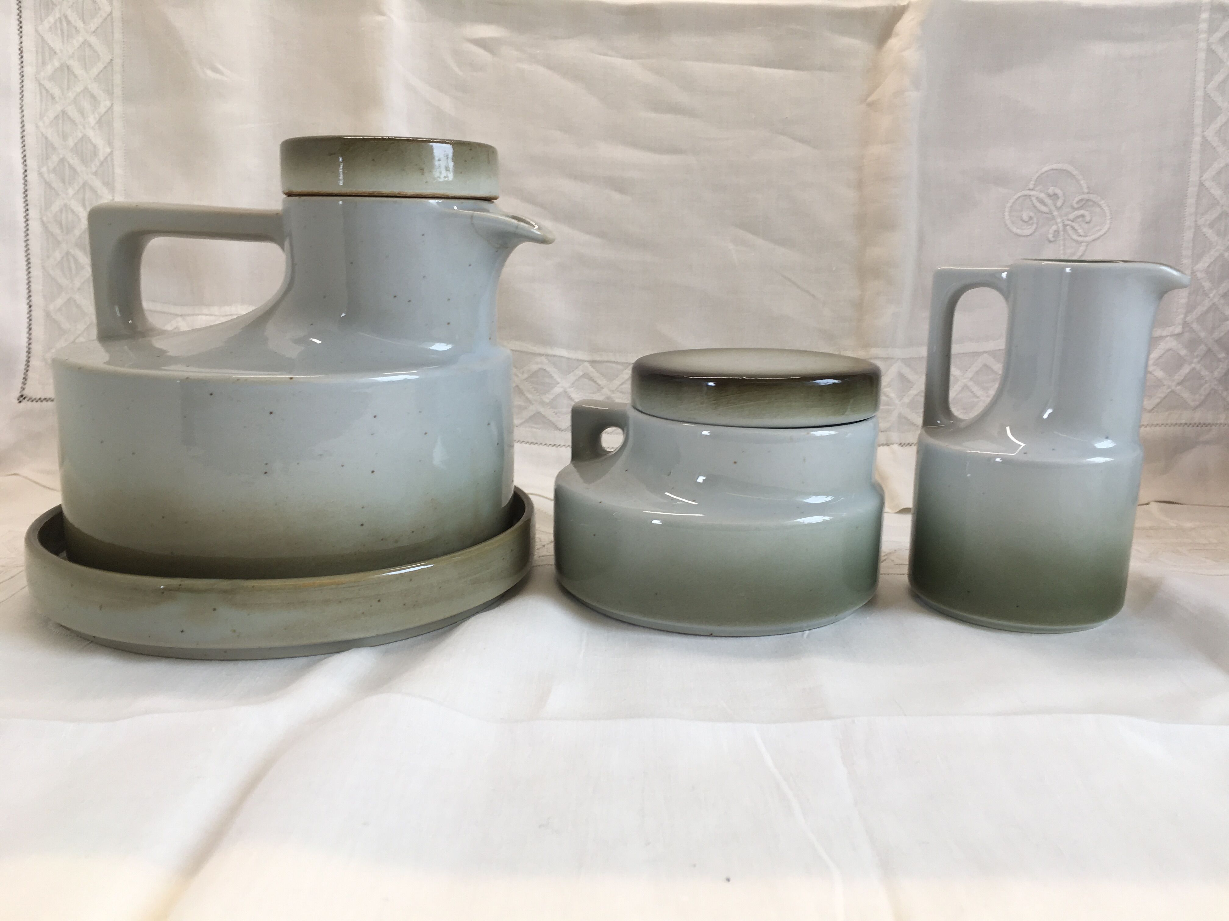 Rare coffee / tea service in Brenne sandstone "Grand Feu" - France 70s