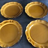 Set of 4 plates in earthenware of haute provence made yellow handmade 24.5 cm
