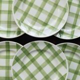 6 assiettes à dessert vintage faïence  Modèle Nappe vert - Moulin des Loups