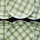 6 vintage earthenware dessert plates, Green Tablecloth pattern - Moulin des Loups