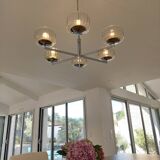 6-light chandelier by Sciolari - Chrome and amber/smoked
