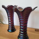 Pair of Imperial vases in iridescent glass