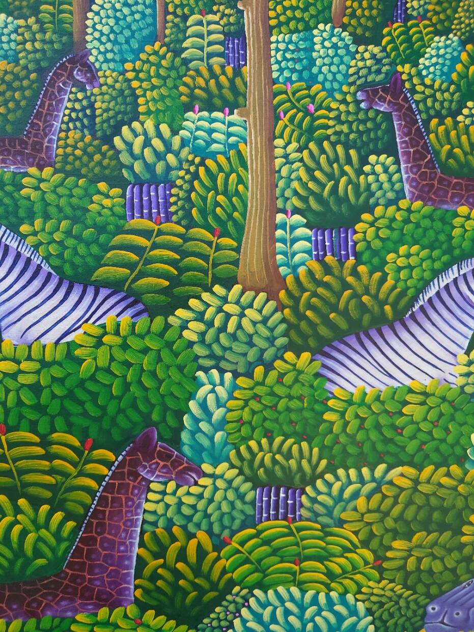 Huile sur toile la jungle signée Cayo Jean Marc  titre la jungle 1990 /2010