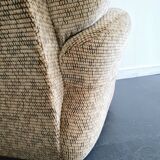 Vintage velvet armchair armrests fins