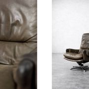 Vintage Mid-Century German Modern Leather Lounge Swivel Chair, 1960s