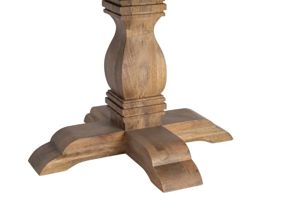 Round table made of solid mango wood – Sculpted central base –