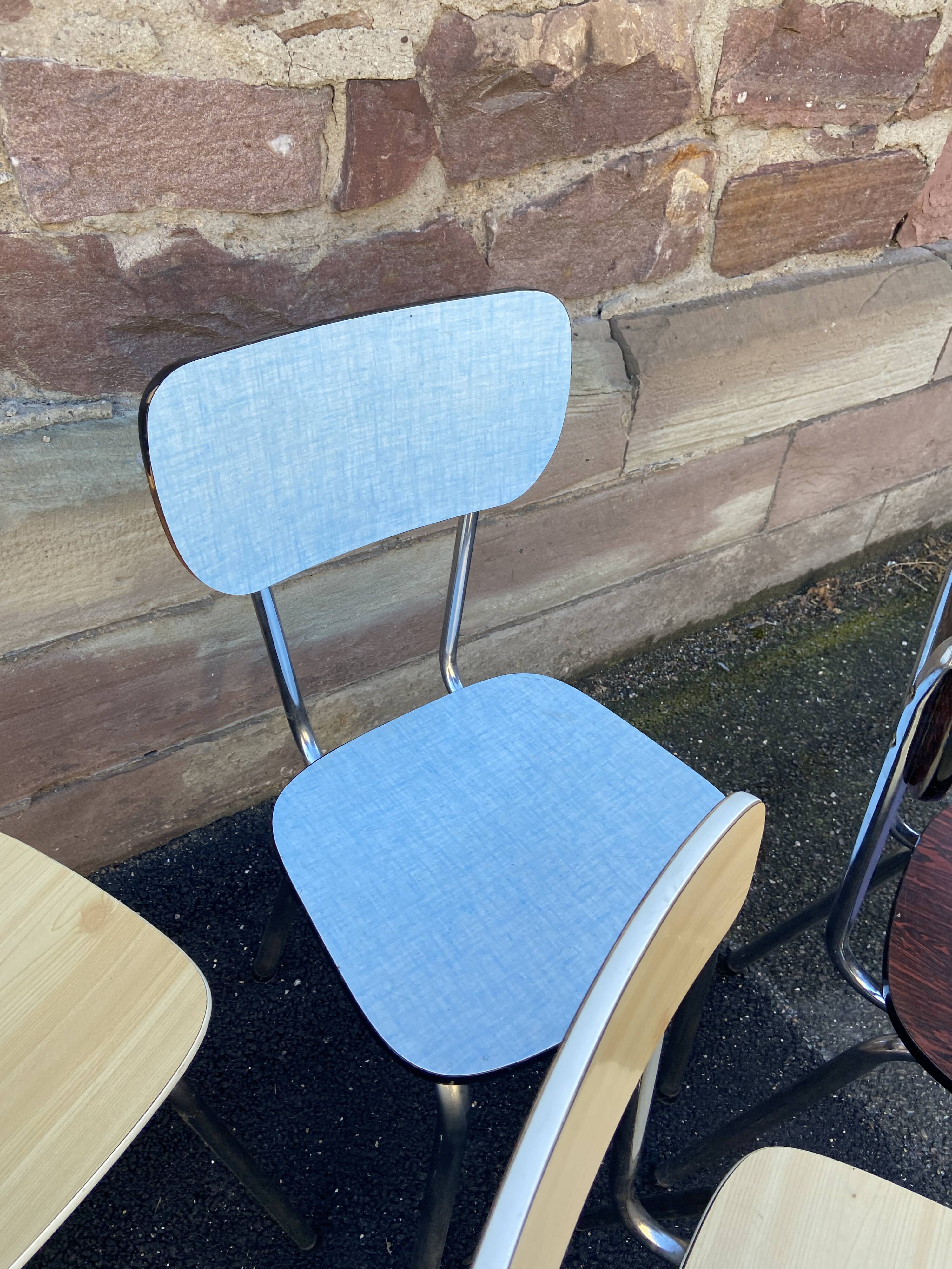 Set of 6 vintage mismatched formica chairs