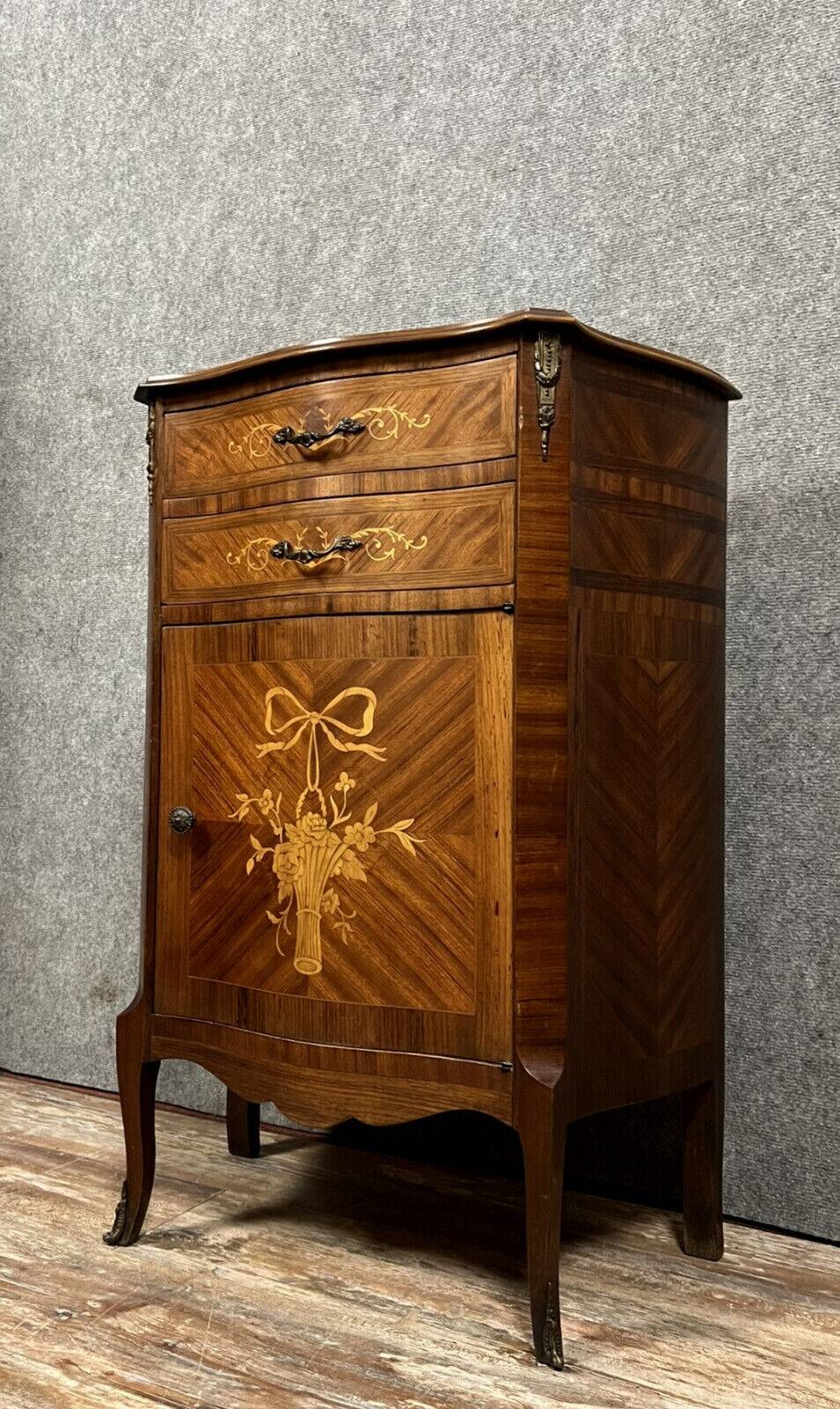 Curved Louis XV style ceremonial buffet in marquetry