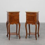 Pair Louis XV‑Style Nightstands with Marble Tops, France ca. 1900