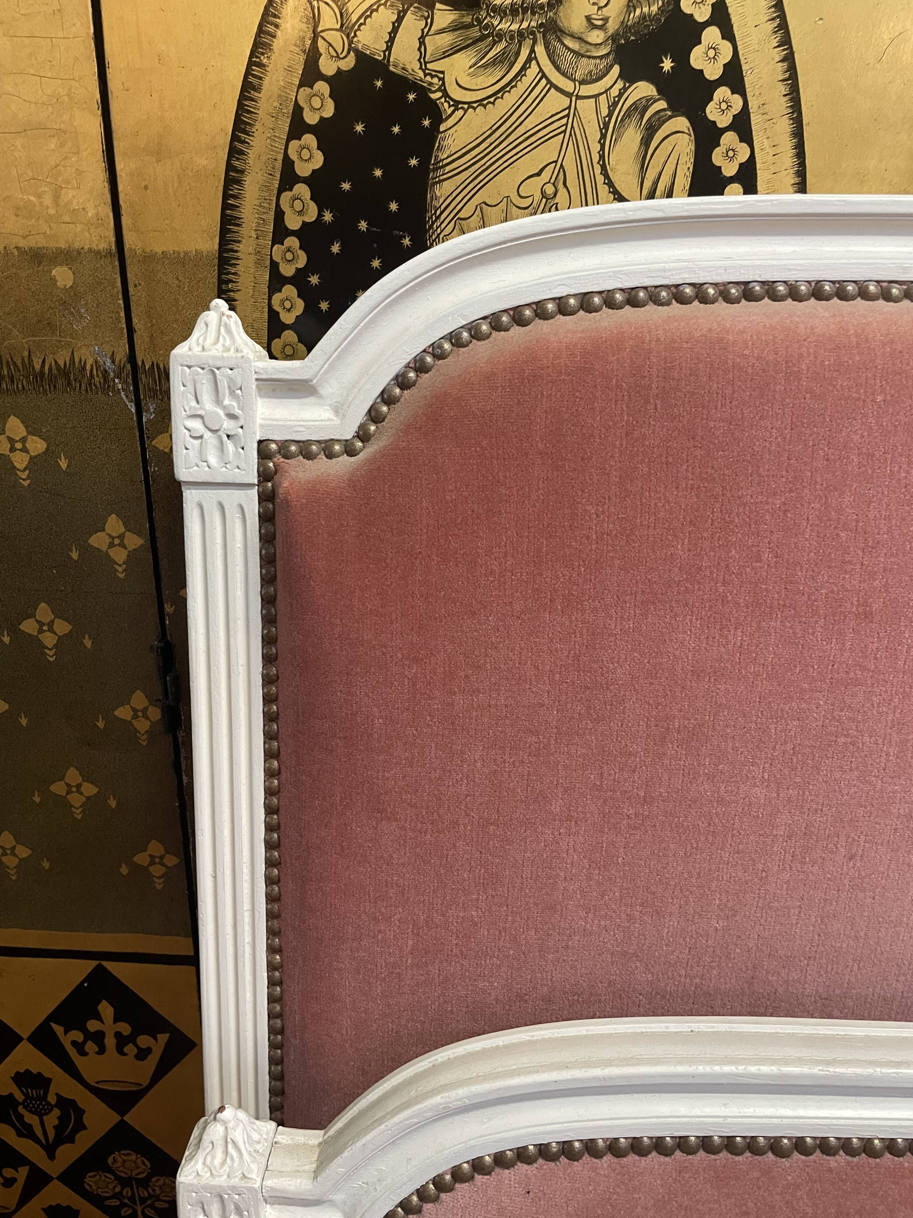 Upholstered bed Louis XVI style pink velvet
