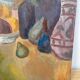 Still life and flowers, oil on panel signed Marina Farolet.