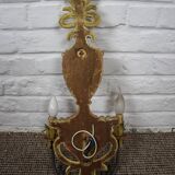 Pair of patinated wood sconces