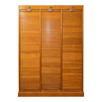 Vintage oak three-panel curtain cabinet