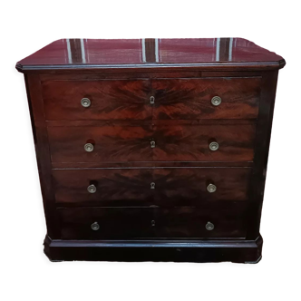 Commode chêne placage en acajou XIXe