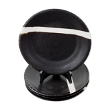 Set de 4 assiettes noires et blanches en grès - fabienne jouvin - années 90