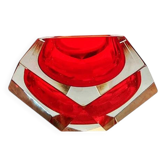 Superbe cendrier ou fourre-tout rouge des années 1960 en verre de Murano par Flavio Poli pour