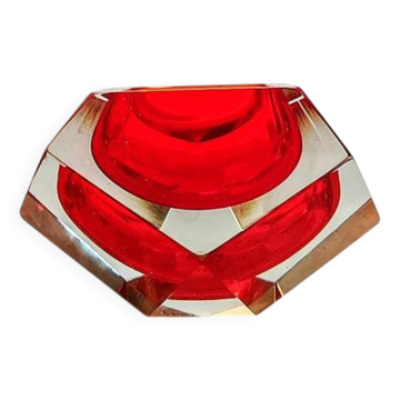 Superbe cendrier ou fourre-tout rouge des années 1960 en verre de Murano par Flavio Poli pour
