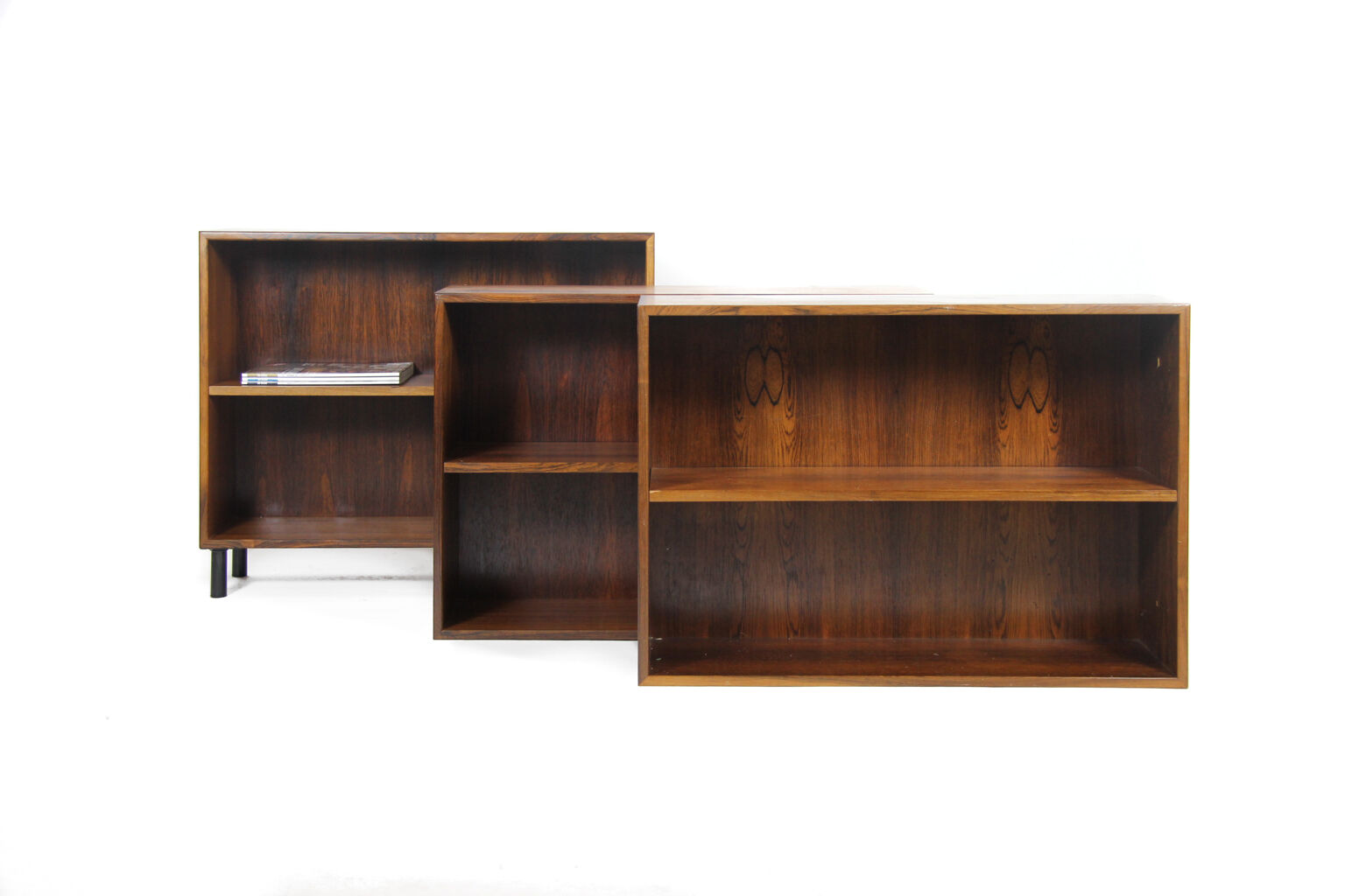 Rosewood bookcase with metal black legs, made in Denmark, 1960s