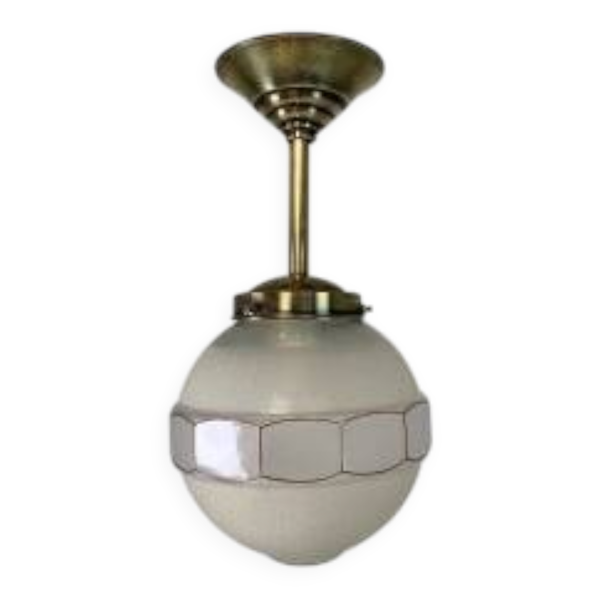 Art Deco pendant light with 12-sided glass ball, 1930s