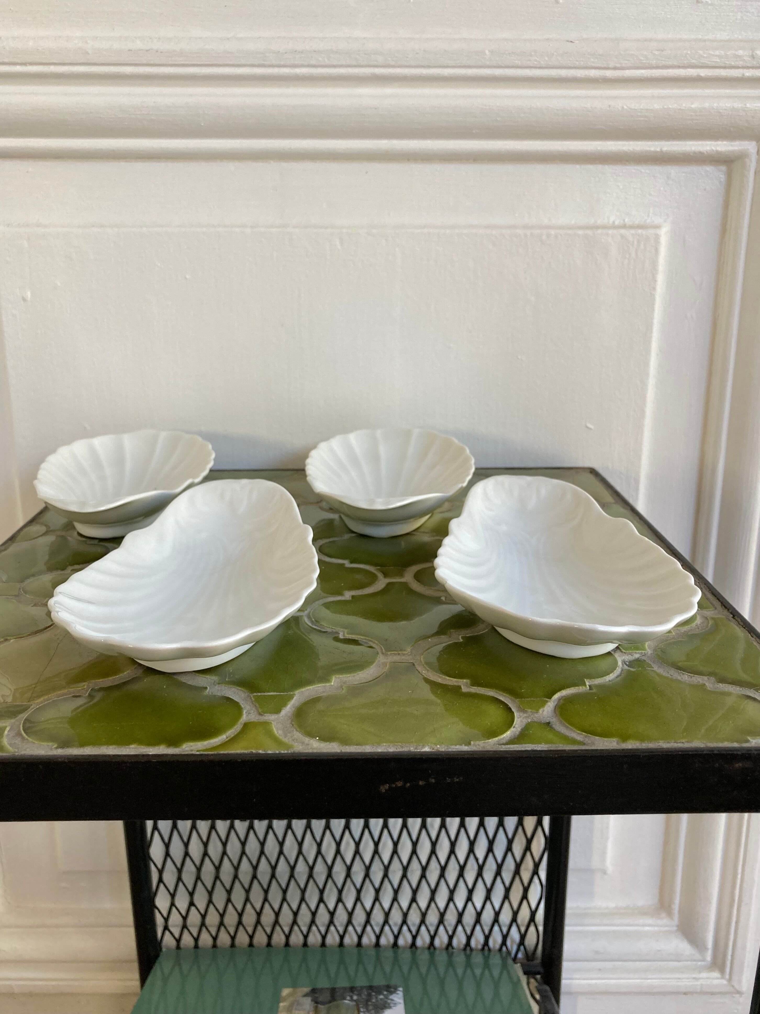 Antique porcelain cups scallops